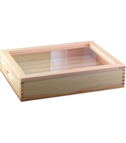 Amazon.co.jp: ネタ箱 木製 寿司 刺身 保存容器 目皿 アクリル製 フタ